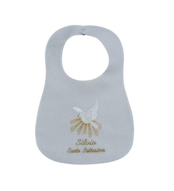 BAV0003 Bavetta battesimo colomba e personalizzata