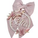 FIOC0005-1 Fiocco Nascita con 3 farfalle e nome in legno