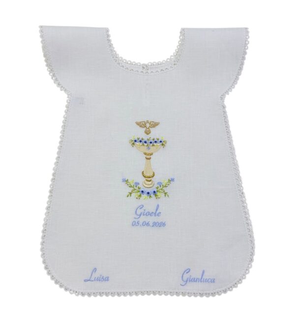 Camicina con fonte e fiori celesti