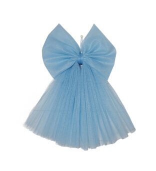 Fiocco nascita in tulle celeste avion fuori porta