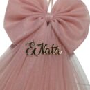 Fiocco nascita in tulle rosa antico fuori porta2