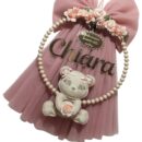 Fiocco nascita tulle rosa antico con orsetto2