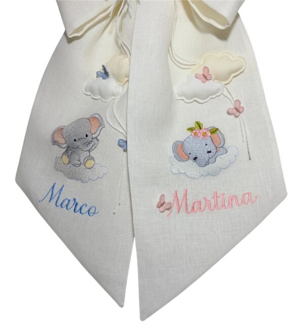 Fiocco nascita gemelli in lino - 1 Fiocco nascita gemelli in lino - 1